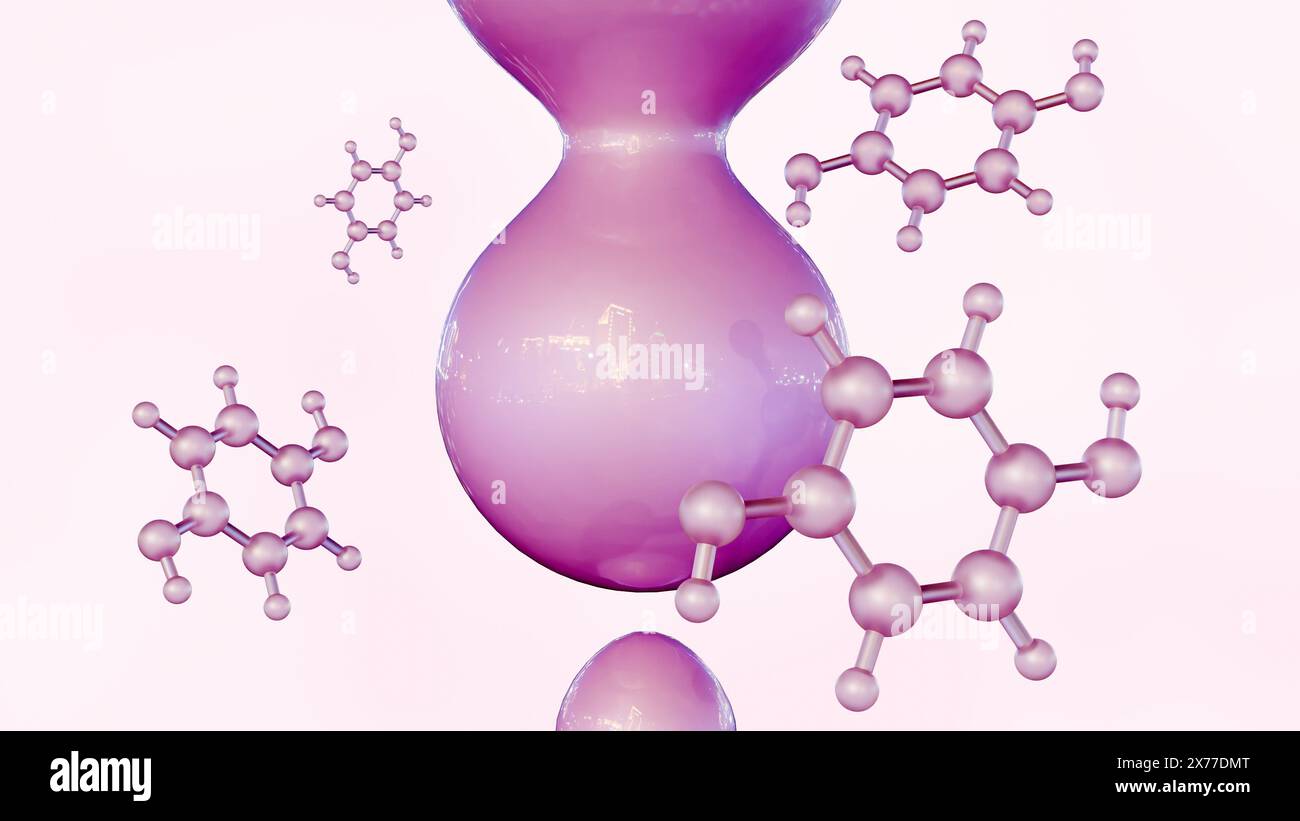 La rappresentazione 3d dell'idrochinone o HQ è anche nota come inibitore della sintesi della melanina e ha proprietà antiossidanti Foto Stock