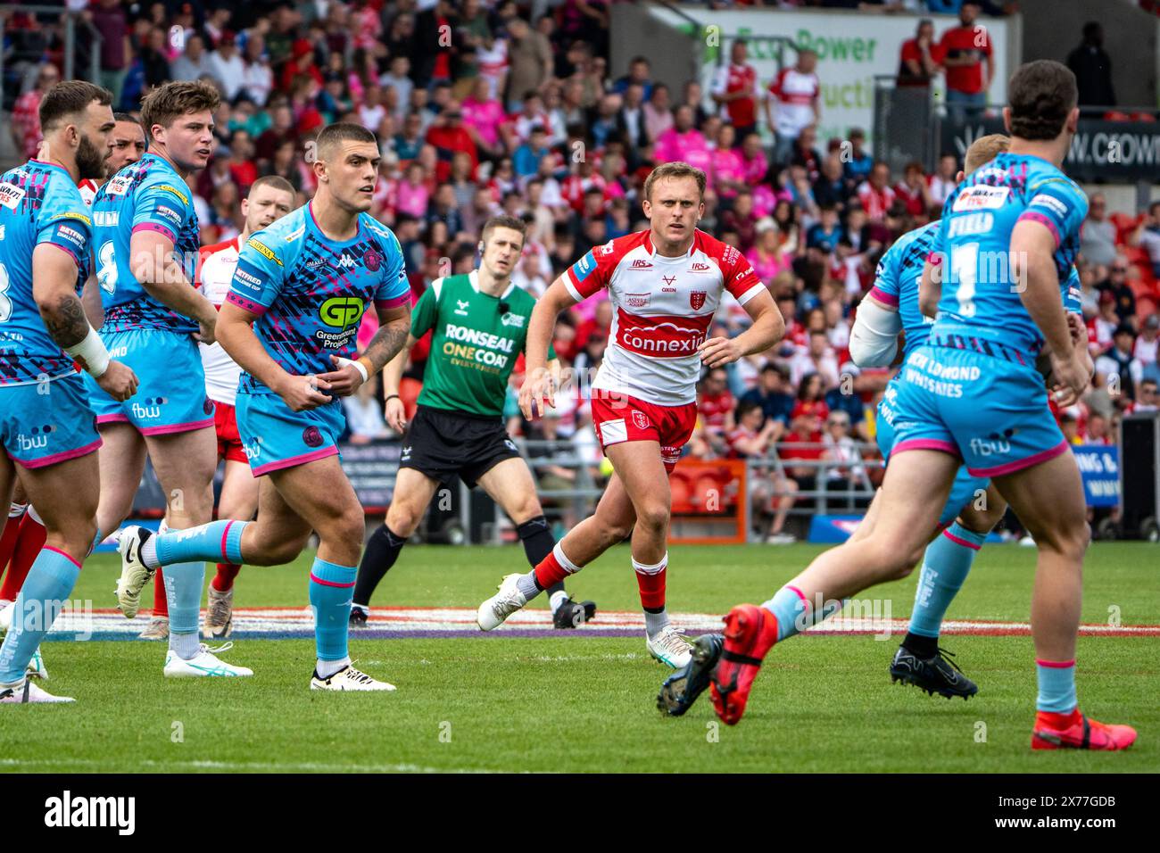 Doncaster, Regno Unito. 18 maggio 2024. Betfred Challenge Cup semifinale: Hull KR contro Wigan Warriors. Jez ascolta guarda lo spettacolo. Credito Paul Whitehurst/PBW Media/Alamy Live News Foto Stock