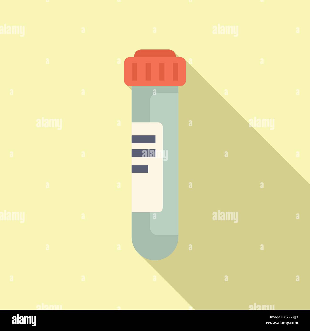 Illustrazione vettoriale dal design piatto di una provetta per il prelievo ematico Vacutainer con ombra Illustrazione Vettoriale