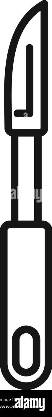 Semplice disegno in bianco e nero di un coltello da cucina, isolato su sfondo bianco Illustrazione Vettoriale