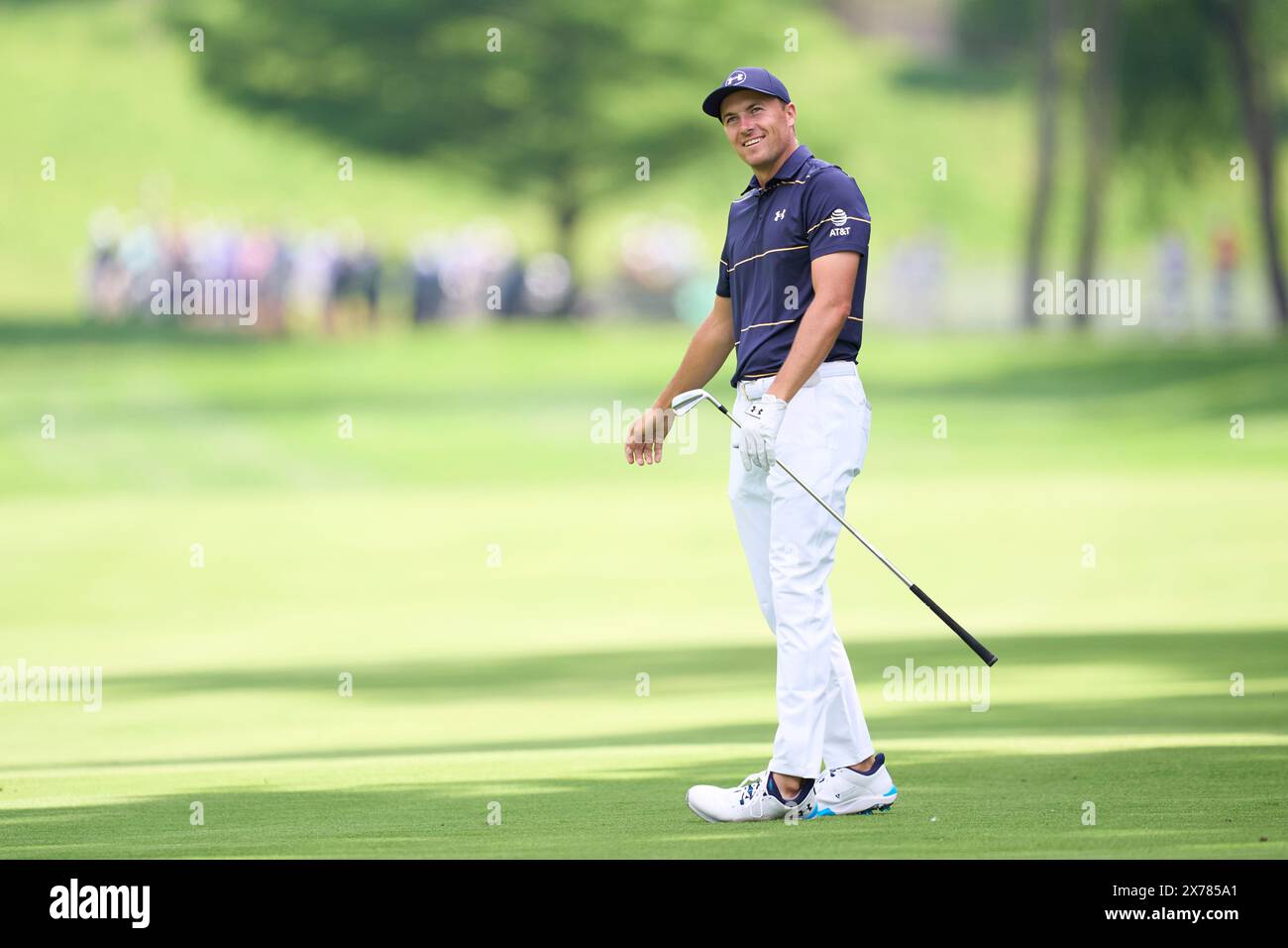 Jordan Spieth degli Stati Uniti in azione durante la prima giornata del campionato PGA 2024 al Valhalla Golf Club il 16 maggio 2024 a Louisville, Kentucky. Foto Stock