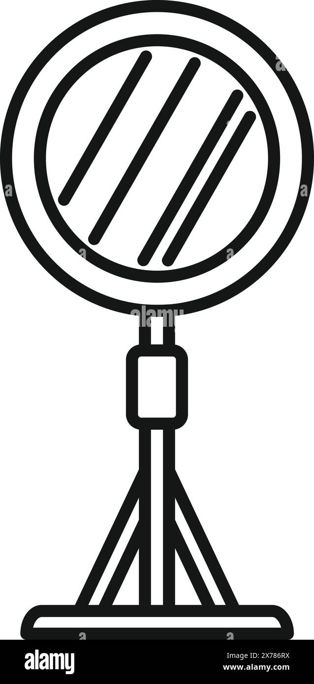 Disegno in bianco e nero di un classico microfono vintage, ideale per icone e loghi Illustrazione Vettoriale
