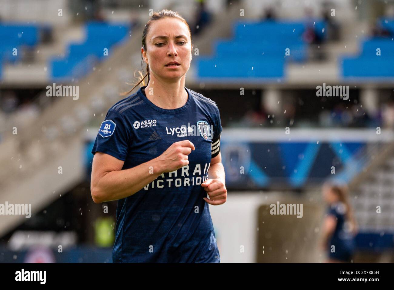 Gaetane Thiney del Paris FC durante il campionato francese femminile, play-off, 3° posto partita di calcio tra il Paris FC e lo Stade de Reims il 17 maggio 2024 allo stadio Sebastien Charlety di Parigi, Francia Foto Stock