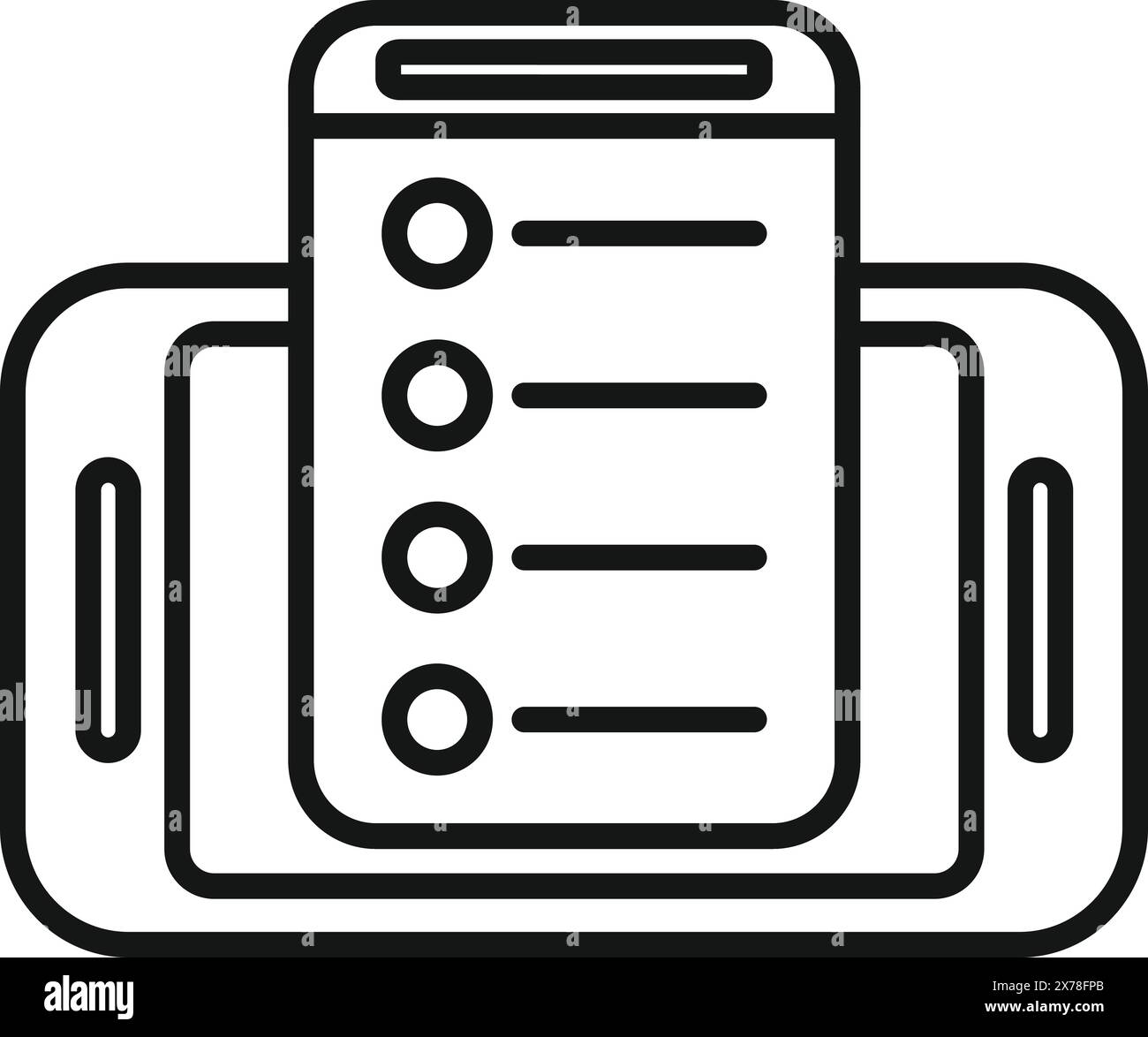 Icona vettoriale in bianco e nero di una stampante dal design moderno adatta per il Web e la stampa Illustrazione Vettoriale