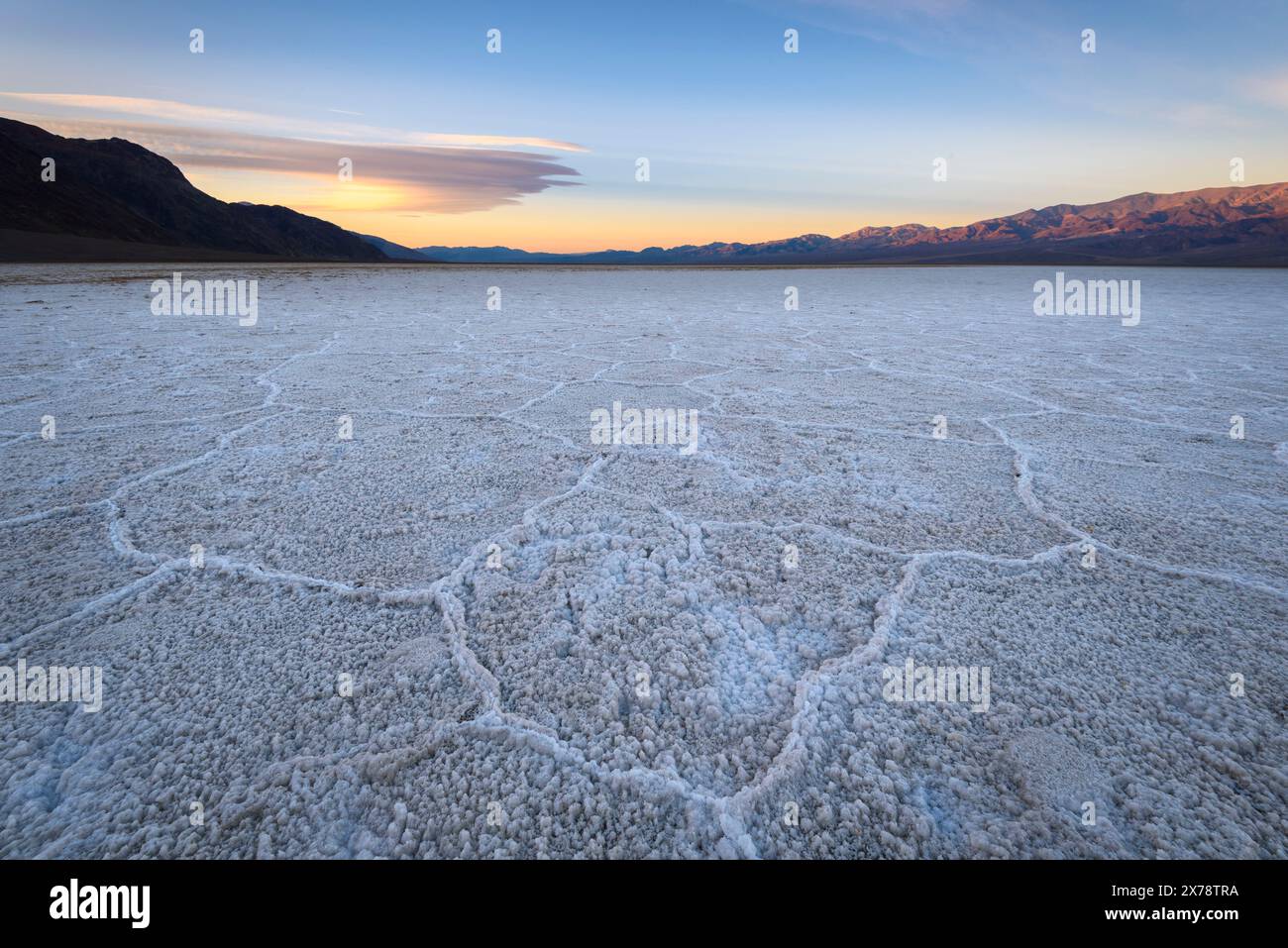 Formazioni saline al Badwater Basin nel Death Valley National Park, California. Foto Stock