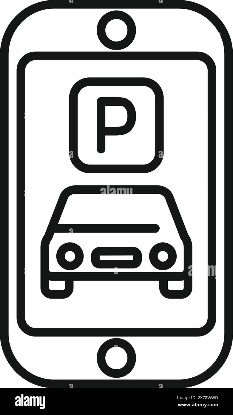 Immagine vettoriale in bianco e nero di un cartello di parcheggio con il simbolo della vettura Illustrazione Vettoriale