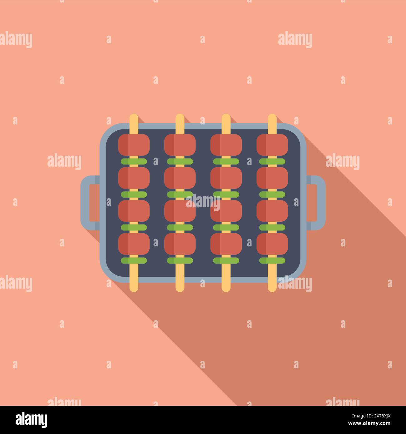 Illustrazione dal design piatto di un abaco retrò con perline colorate su un morbido sfondo pastello Illustrazione Vettoriale