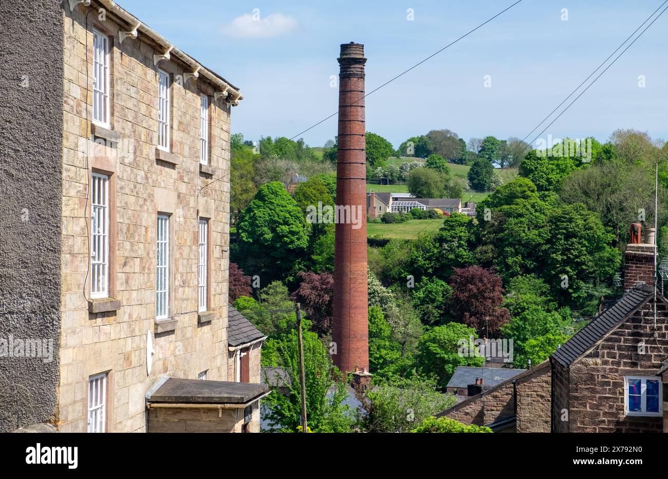 Camino House and Mill, Milford, Derwent Valley, Derbyshire, Inghilterra Foto Stock