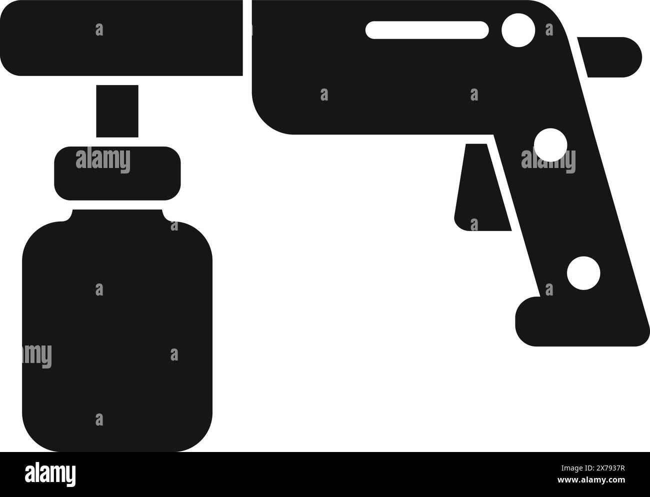 Illustrazione vettoriale di una silhouette di pistola a spruzzo isolata su sfondo bianco Illustrazione Vettoriale