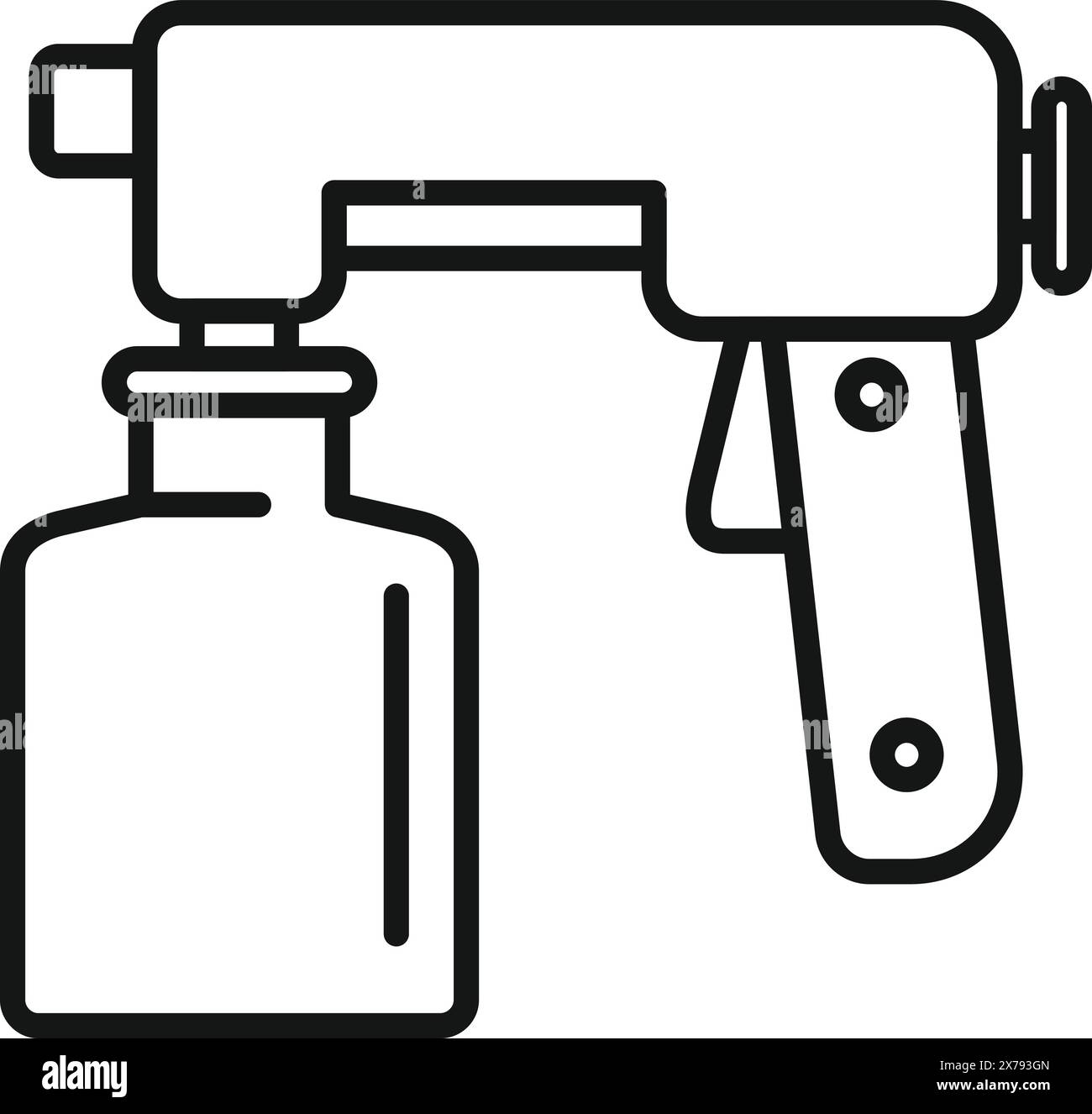 Immagine vettoriale in bianco e nero di una pistola a spruzzo portatile Illustrazione Vettoriale