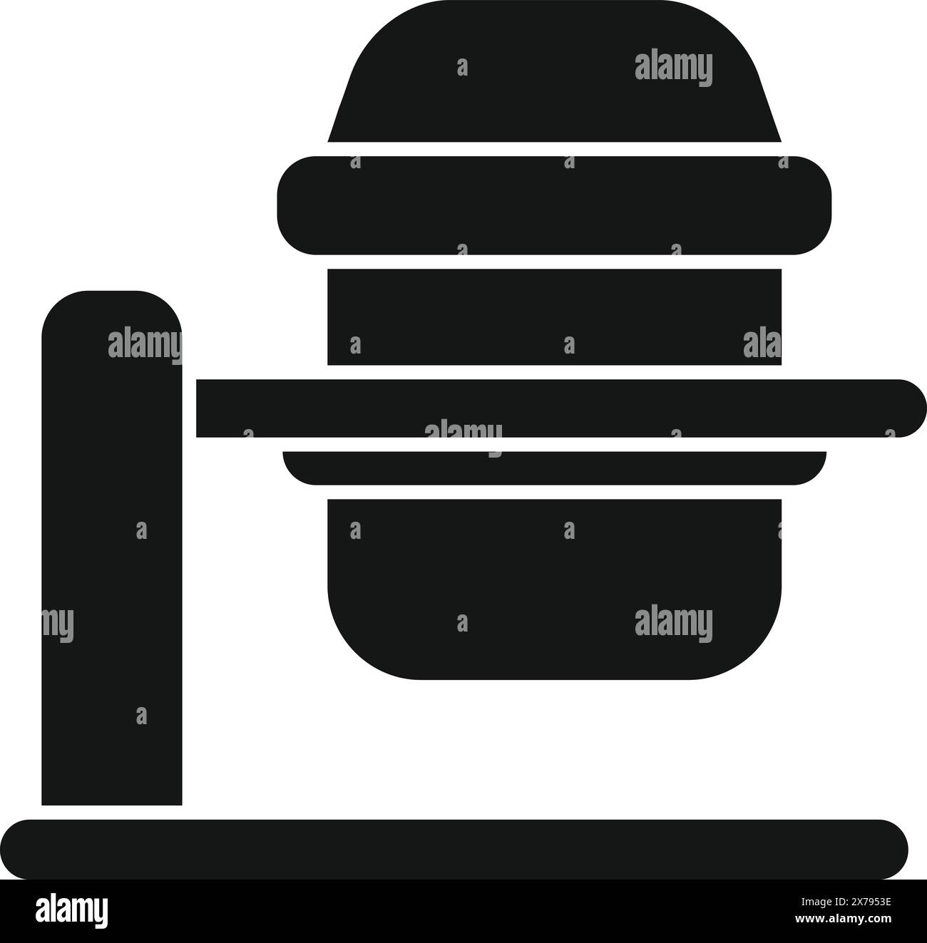 Icona nera piatta di un manubrio da palestra adatto per il fitness e i contenuti correlati alla forza Illustrazione Vettoriale