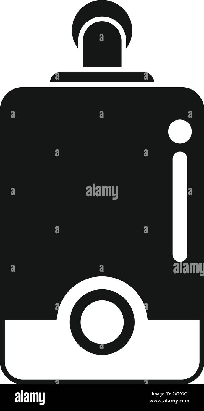 Semplice icona vettoriale di un caricabatteria portatile in bianco e nero per vari usi Illustrazione Vettoriale