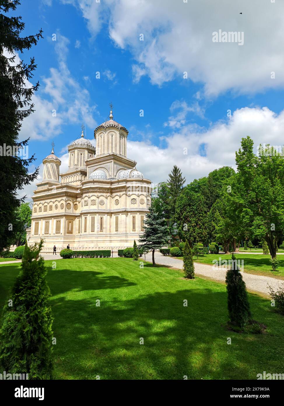 Monastero di Arges, Romania. Curtea de Arges, leggenda di Manole, punto di riferimento nella Valacchia medievale, Romania Foto Stock