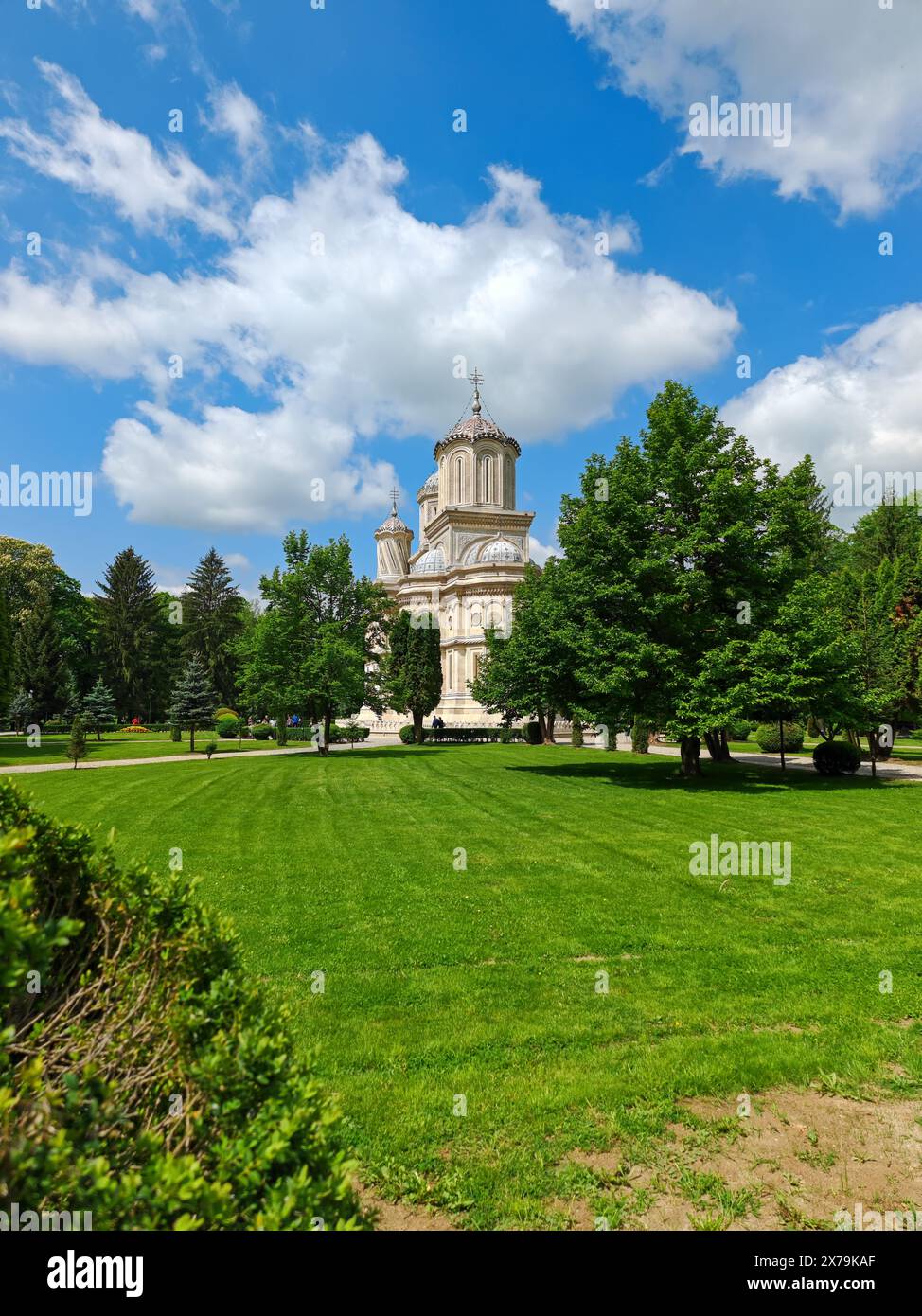 Monastero di Arges, Romania. Curtea de Arges, leggenda di Manole, punto di riferimento nella Valacchia medievale, Romania Foto Stock