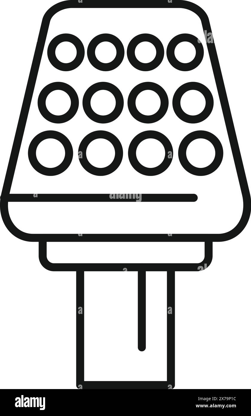 Illustrazione vettoriale in bianco e nero di un moderno semaforo a LED Illustrazione Vettoriale