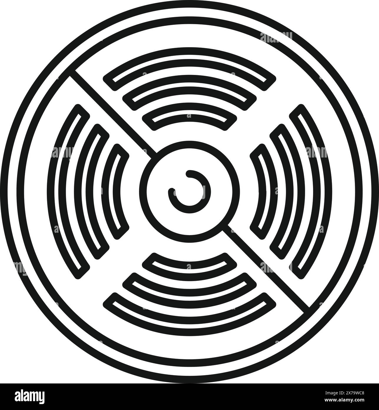 Disegno in bianco e nero di un classico disco in vinile, perfetto per disegni a tema musicale Illustrazione Vettoriale