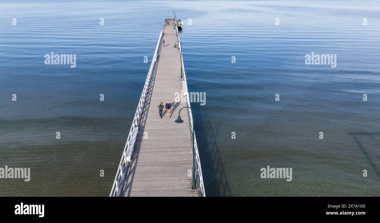 Melbourne, Australia. Vedute aeree dei moli di Port Phillip Bay, Port Melbourne Foto Stock