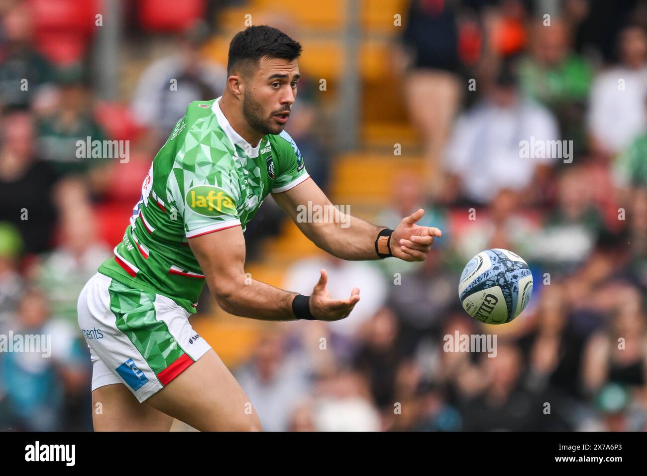 Dan Kelly dei Leicester Tigers si mette in azione durante il Gallagher Premiership Match Leicester Tigers vs Exeter Chiefs a Mattioli Woods Welford Road, Leicester, Regno Unito, 18 maggio 2024 (foto di Craig Thomas/News Images) in, il 5/18/2024. (Foto di Craig Thomas/News Images/Sipa USA) credito: SIPA USA/Alamy Live News Foto Stock