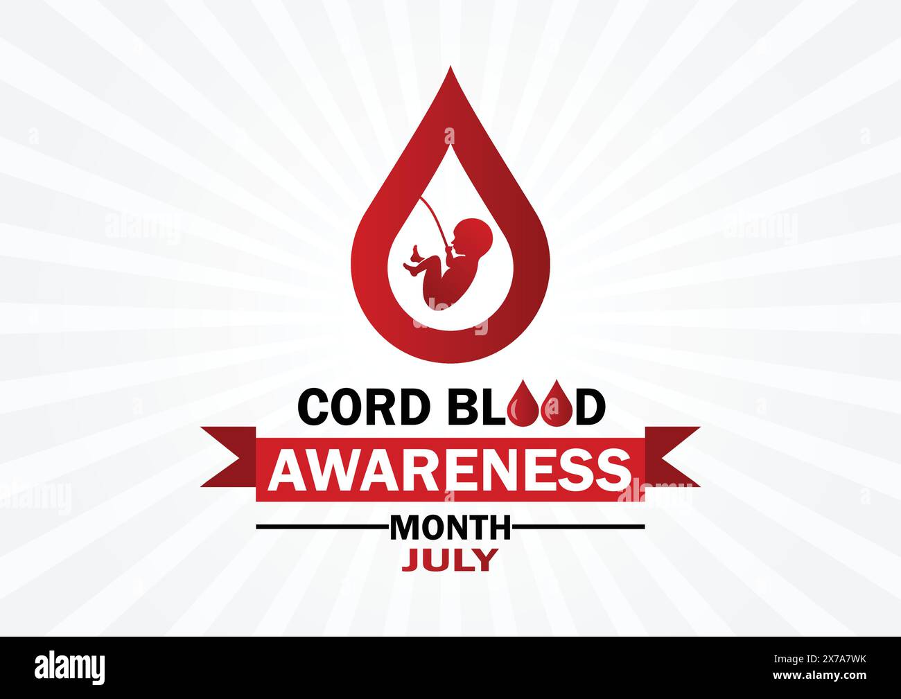 Mese di sensibilizzazione del sangue cordone ombelicale luglio Concetto di vacanza. Modello per sfondo, banner, scheda, poster con iscrizione di testo. Illustrazione Vettoriale