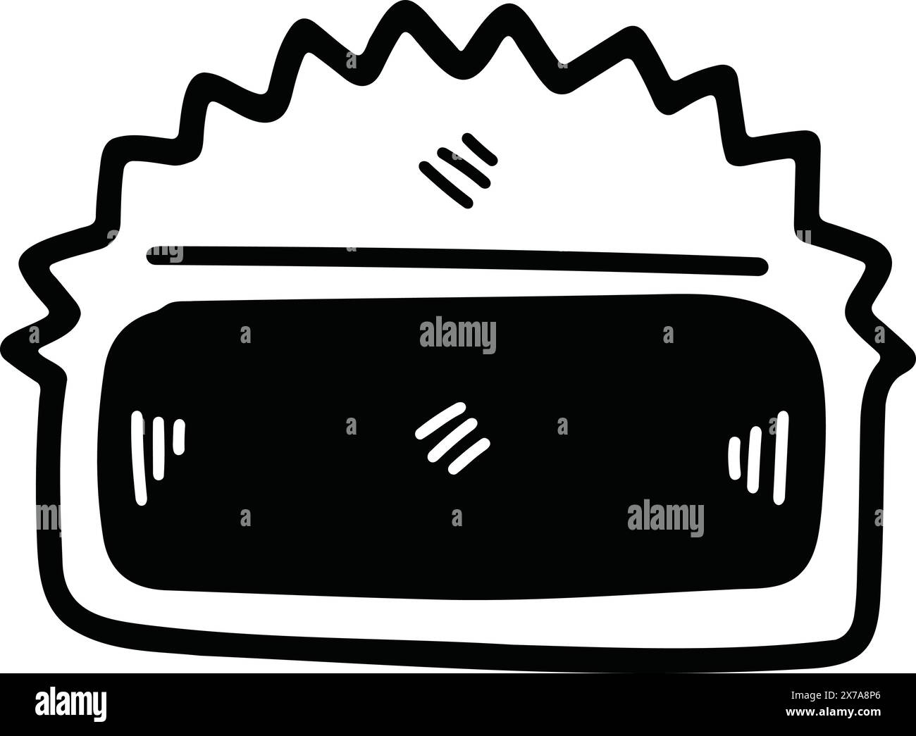 Il delizioso pane e i cupcake disegnati a mano in stile line art Illustrazione Vettoriale