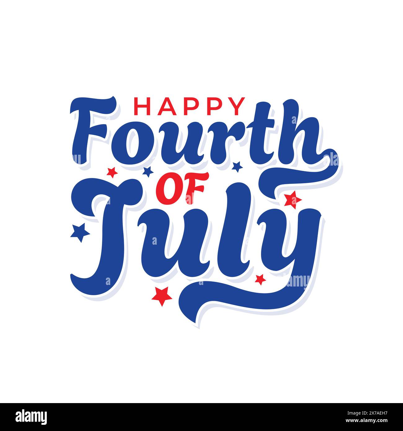 Felice disegno calligrafico del 4 luglio per celebrare la giornata dell'indipendenza americana il 4 luglio. Scritta a mano su sfondo bianco. Illustrazione Vettoriale