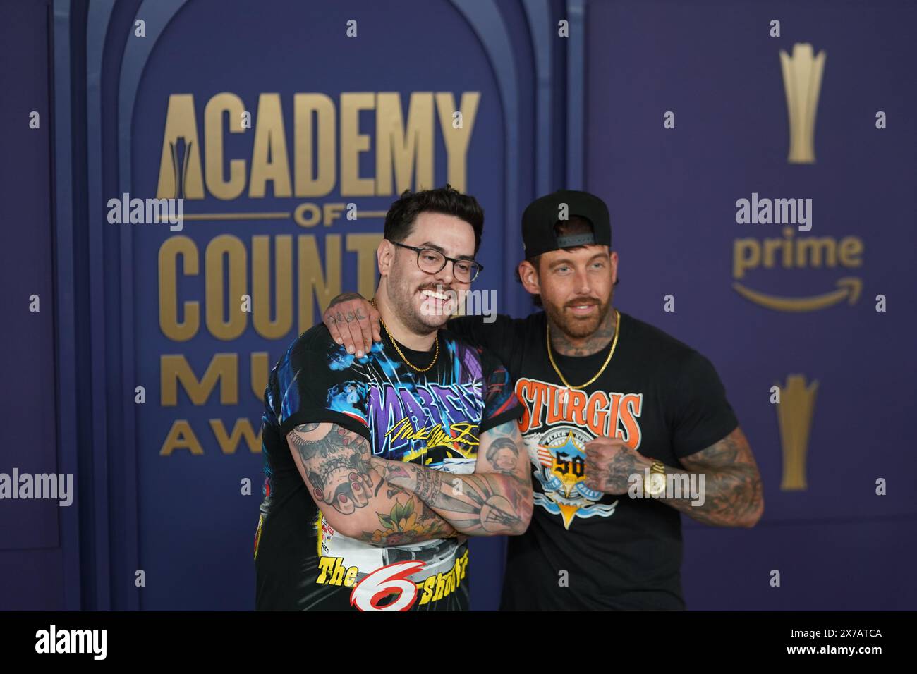 Frisco, Stati Uniti. 16 maggio 2024. Jesse Denaro e Luke Healy, membri di Lakeview, partecipano al Red Carpet della 59a cerimonia di premiazione dell'Academy of Country Music Awards all'Omni Frisco Hotel presso The Star di Frisco, Stati Uniti, il 16 maggio 2024. (Foto di Javier Vicencio/Eyepix Group) (foto di Eyepix/NurPhoto) crediti: NurPhoto SRL/Alamy Live News Foto Stock