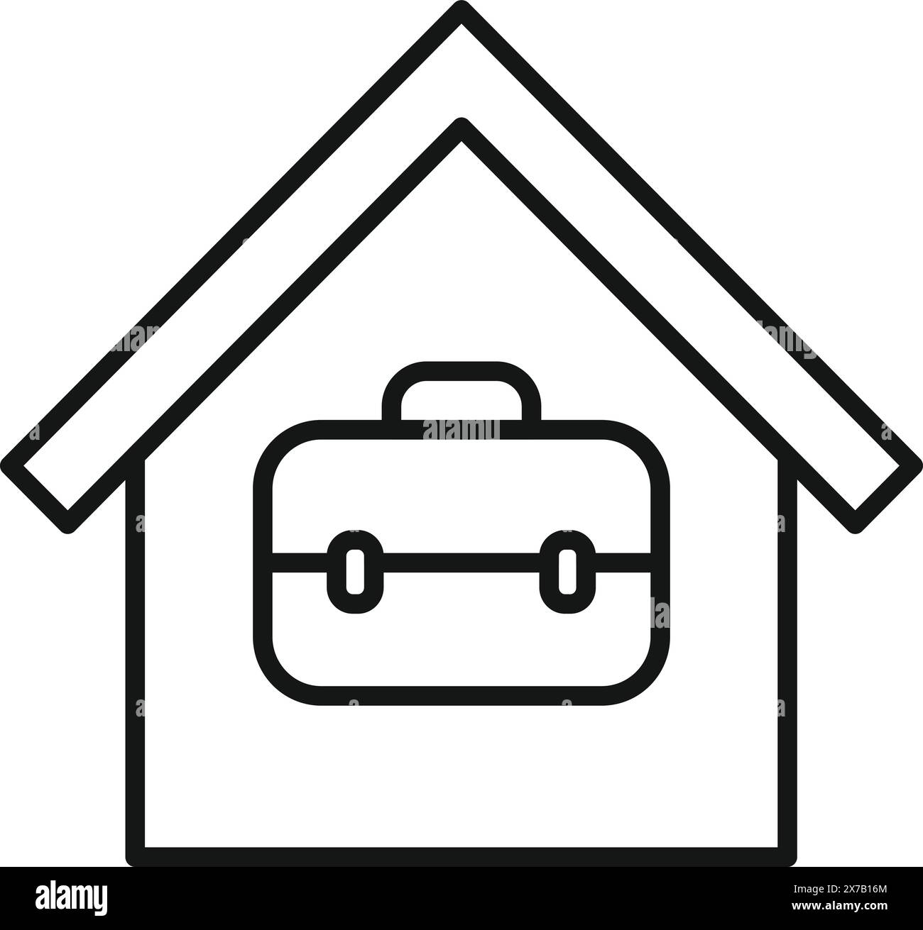 Moderna illustrazione vettoriale di un'icona minimalista che simboleggia l'equilibrio tra ufficio remoto, telelavoro, freelance e vita lavorativa Illustrazione Vettoriale