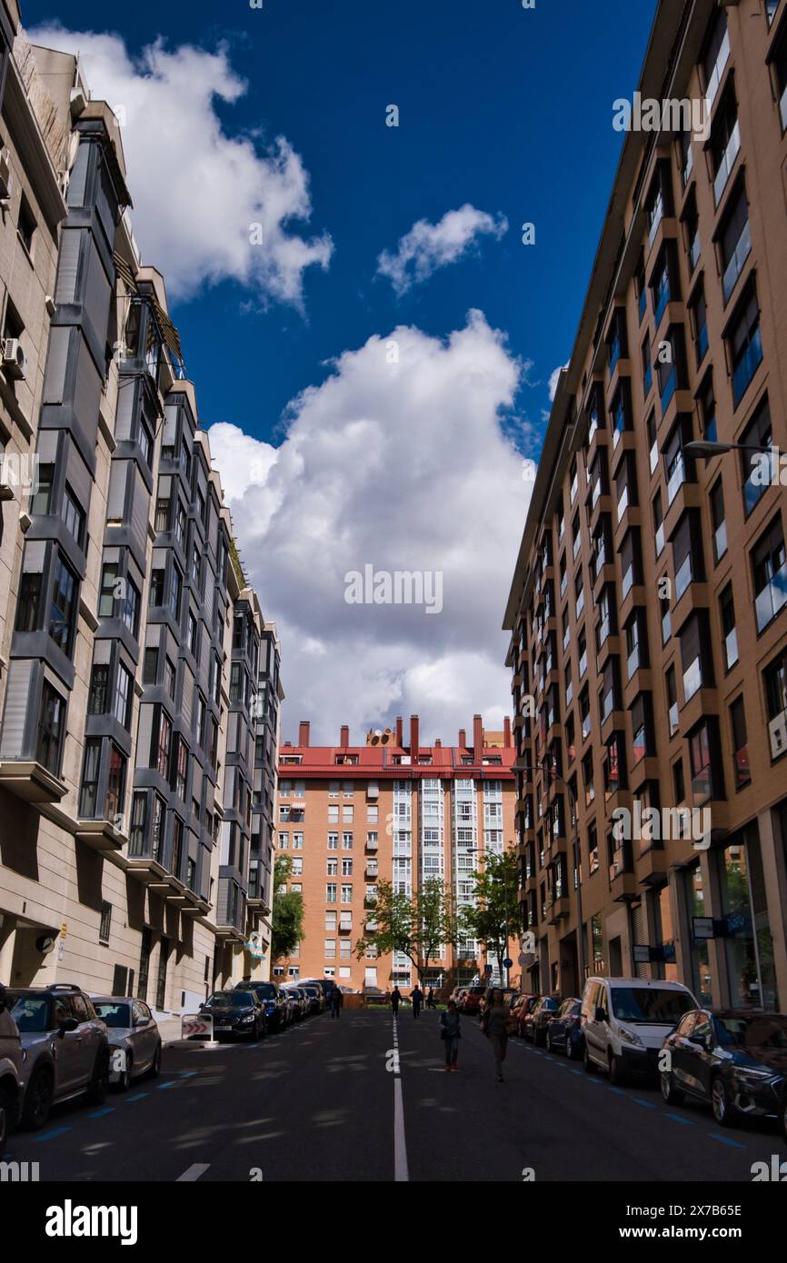 Paesaggio urbano residenziale di Madrid Foto Stock