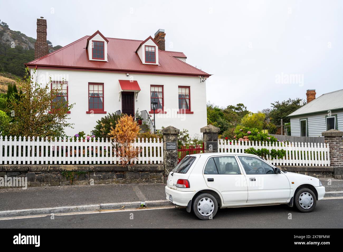Vista esterna del Poet's Cottage, Stanley, Tasmania Foto Stock