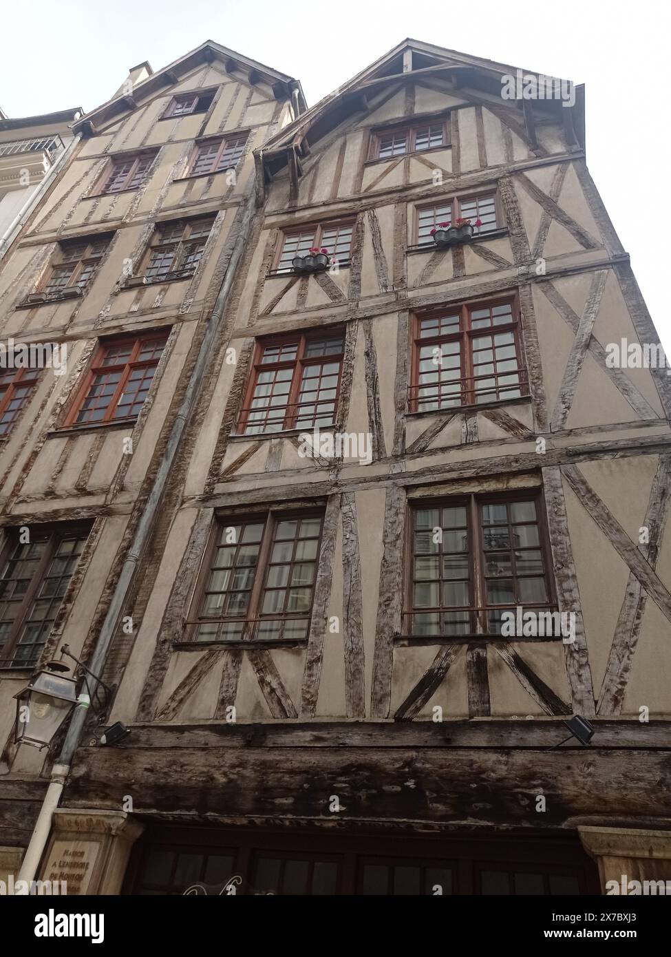 Une demeure médiévale à Paris. Rue Francois Miron. Enseigne du Faucheur pour le 11. Enseigne du Mouton pour le 13. Attestées au début du XVIe siècle. Foto Stock