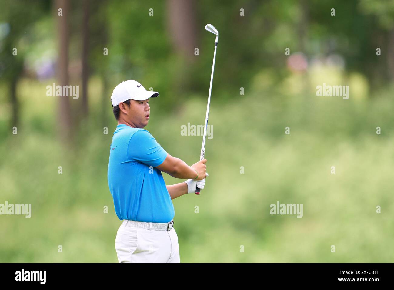 Kim Joo-hyung della Corea del Sud in azione durante la terza giornata del campionato PGA 2024 al Valhalla Golf Club il 18 maggio 2024 a Louisville, Kentucky. Foto Stock