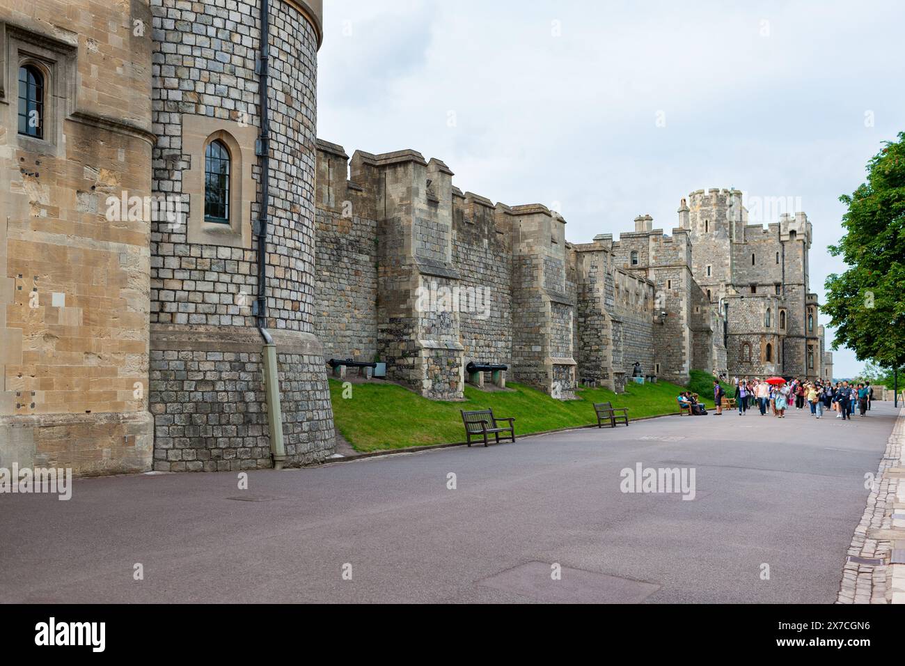 Windsor, Regno Unito - 1 luglio 2010 : Castello di Windsor, residenza reale fuori Londra. La North Terrace, murata fuori dal quartiere centrale. Foto Stock