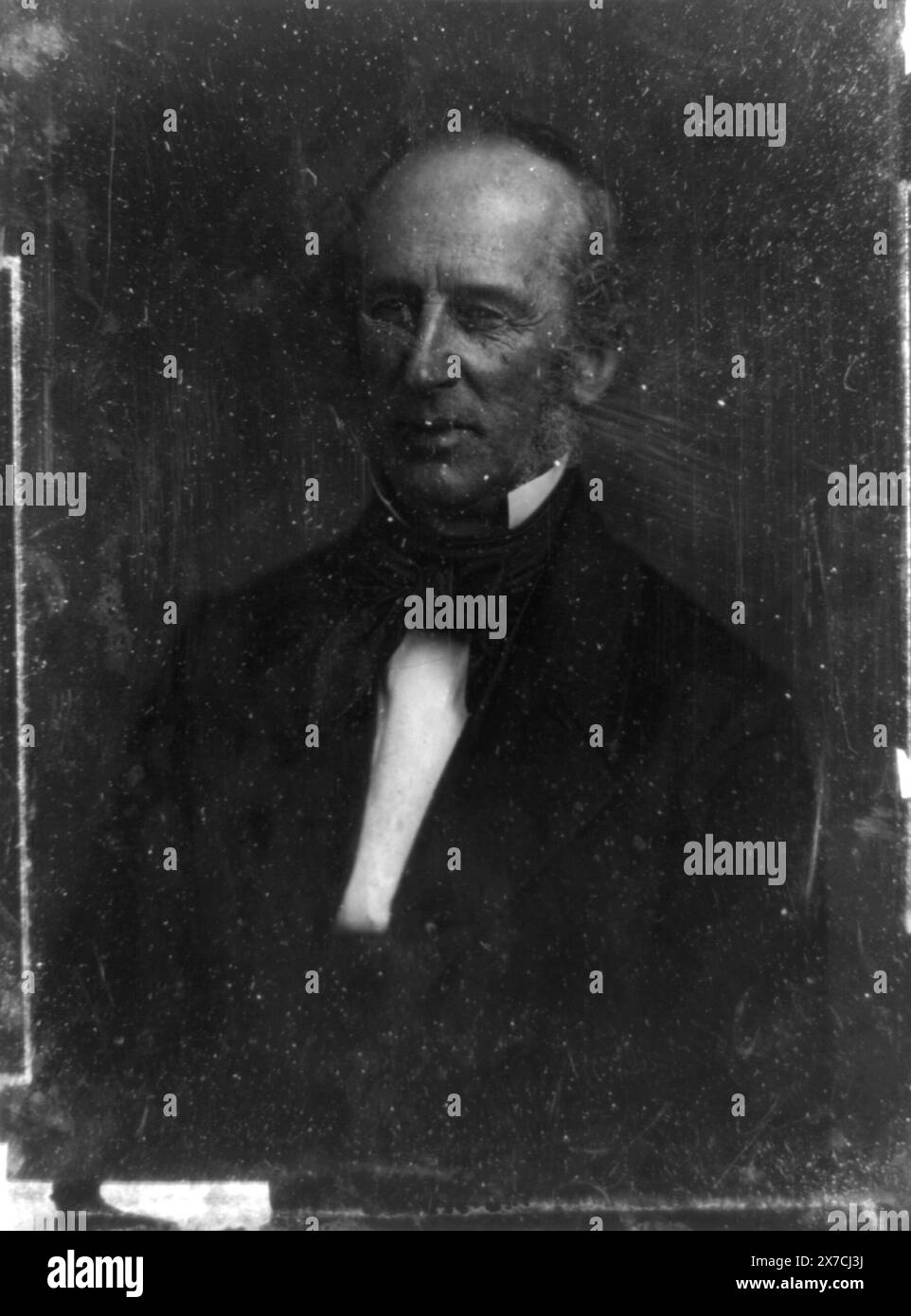 Cornelius Vanderbilt, ritratto della testa e delle spalle, leggermente a sinistra, con baffi laterali, graffiati sulla faccia del piatto: 159. Graffiato sul retro del piatto: 58; Cornelius Vanderbilt., Transfer; U.S. War College; 1920. (DLC/PP-1920:46153)., fa parte di: Daguerreotype Collection , prodotta dallo studio di Mathew Brady.. Vanderbilt, Cornelius, 1794-1877. Foto Stock