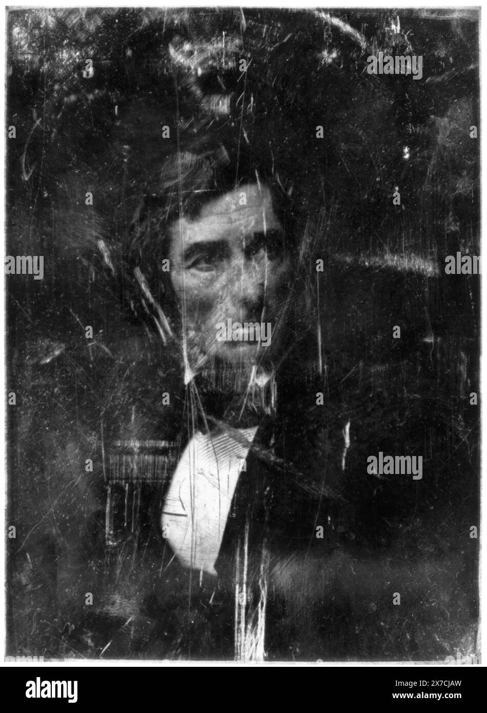 Asher Brown Durand, ritratto della testa e delle spalle, tre quarti a destra, testa tre quarti a sinistra, graffiato sul retro della targa: 87; 433., Data basata sulla pubblicità di Brady nel Doggett's New York City Directory, 1851-52., di fronte alla luce / H. Pfister. Washington : Smithsonian Institution Press, 1978, p. 313., Transfer; U.S. War College; 1920; (DLC/PP-1920:46153)., fa parte di: daguerreotype Collection , prodotta dallo studio di Mathew Brady.. Durand, A. B., (Asher Brown), 1796-1886. Foto Stock