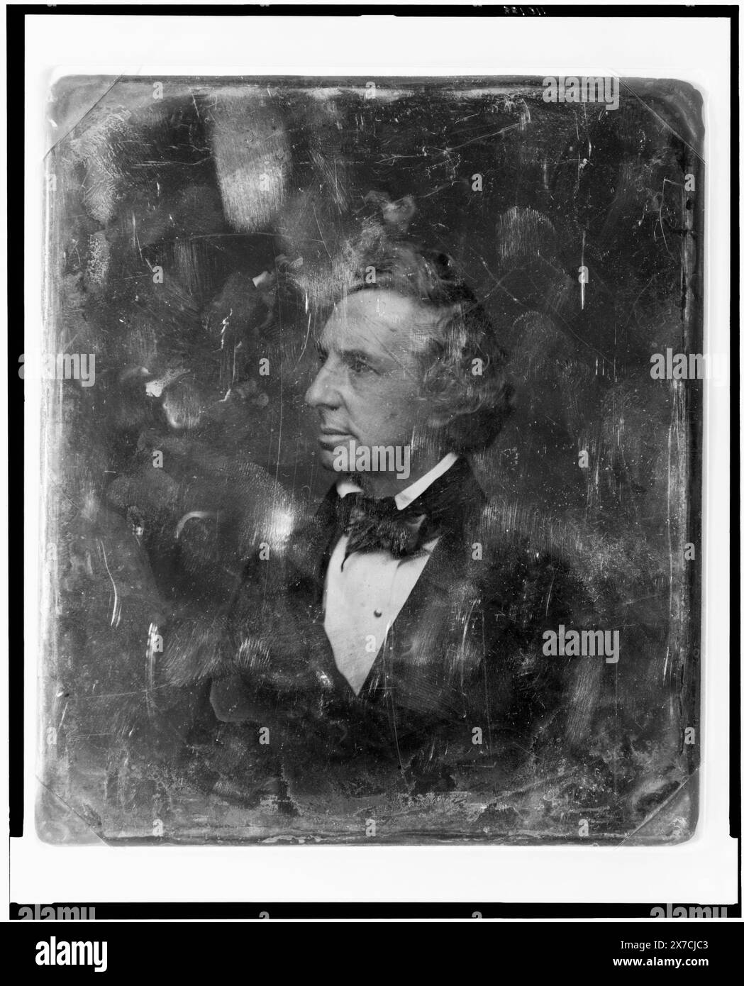 Uomo non identificato, circa 50 anni di età, ritratto testa e spalle, il volto quasi di profilo a sinistra, scritto a matita sul retro del piatto: 506(X)., Transfer; U.S. War College; 1920; (DLC/PP-1920:46153)., fa parte di: Daguerreotype Collection , prodotta dallo studio di Mathew Brady. Foto Stock