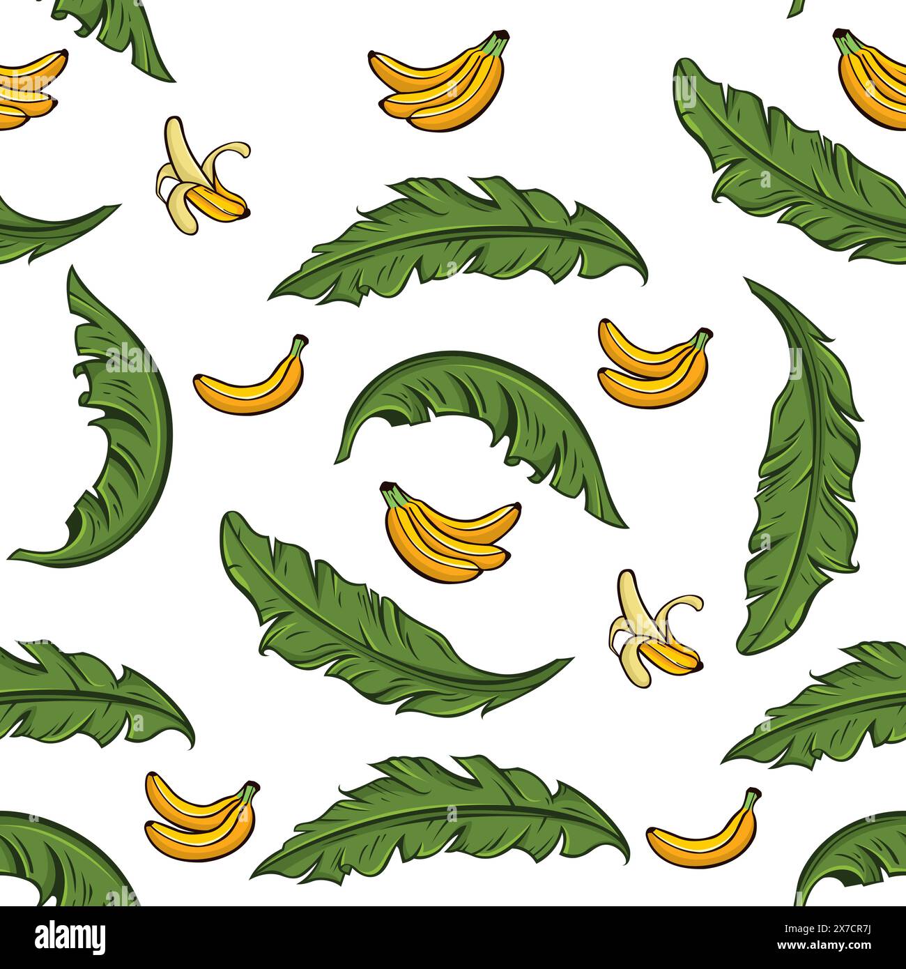 Banane senza cuciture. Banane colorate alla moda in stile doodle. vettore banana per tappezzeria Illustrazione Vettoriale