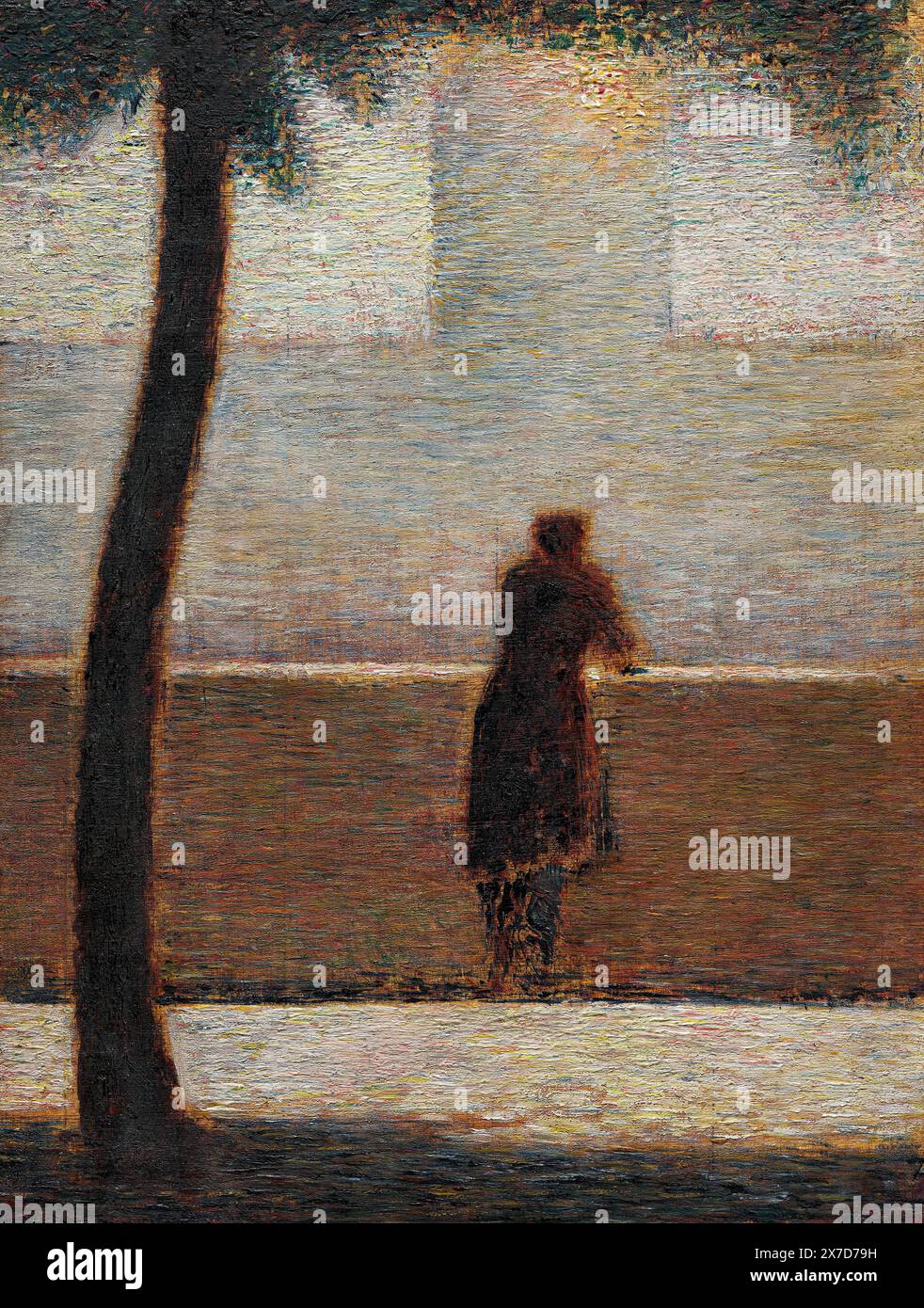 Un uomo appoggiato su un parapetto. Georges Seurat (francese, Parigi 1859-1891 Parigi) Data: CA. 1881. Olio su legno. 1/2 - 7/8 poll. (16,5 - 12,4 cm) Foto Stock