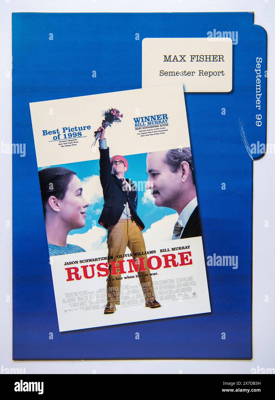 Copertina di informazioni pubblicitarie per il film Rushmore, una commedia indie che è stata pubblicata nel 1998 Foto Stock