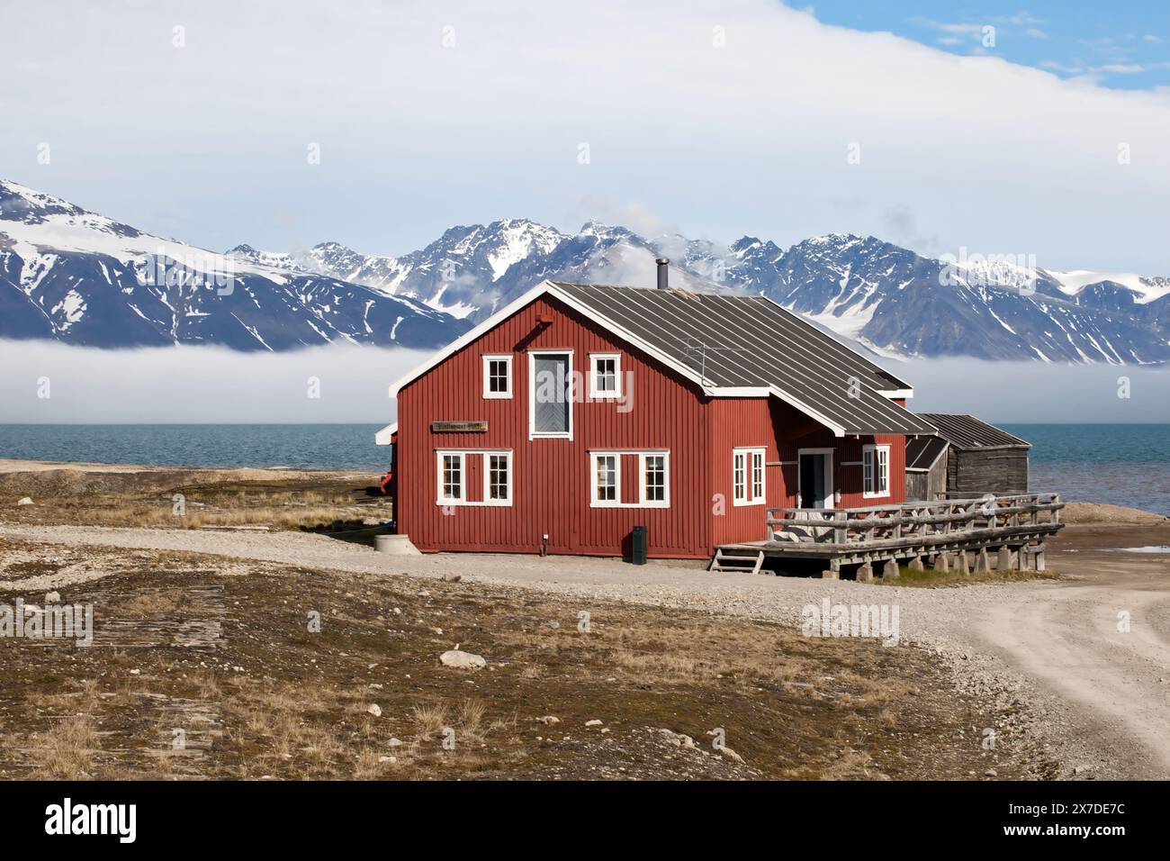 NY Alesund Arctic Research Station su Spitsbergen Foto Stock