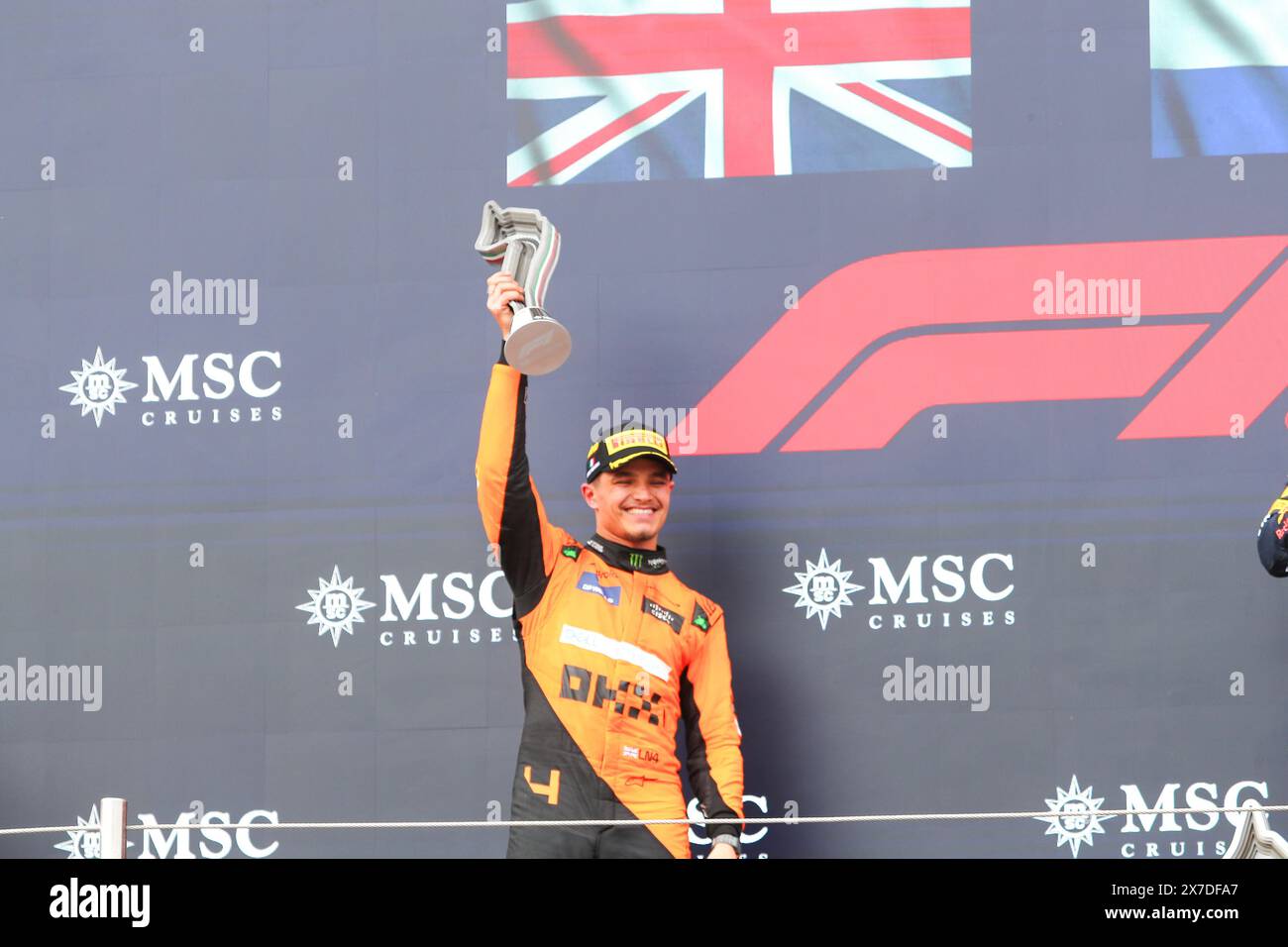 Festeggiamenti sul podio Lando Norris (GBR) - McLaren Formula 1 Team - McLaren MCL38 - Mercedes durante le CROCIERE MSC DI FORMULA 1 GRAN PREMIO DEL MADE IN ITALY Foto Stock