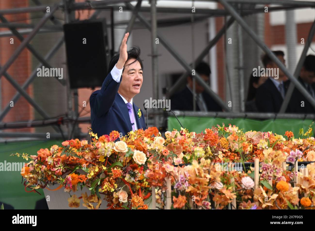 Taipeh, Taiwan. 20 maggio 2024. Il nuovo presidente di Taiwan Lai Ching-te parla durante il suo discorso di inaugurazione. Fu inaugurato il presidente eletto di Taiwan Lai Ching-te. Credito: Johannes Neudecker/dpa/Alamy Live News Foto Stock