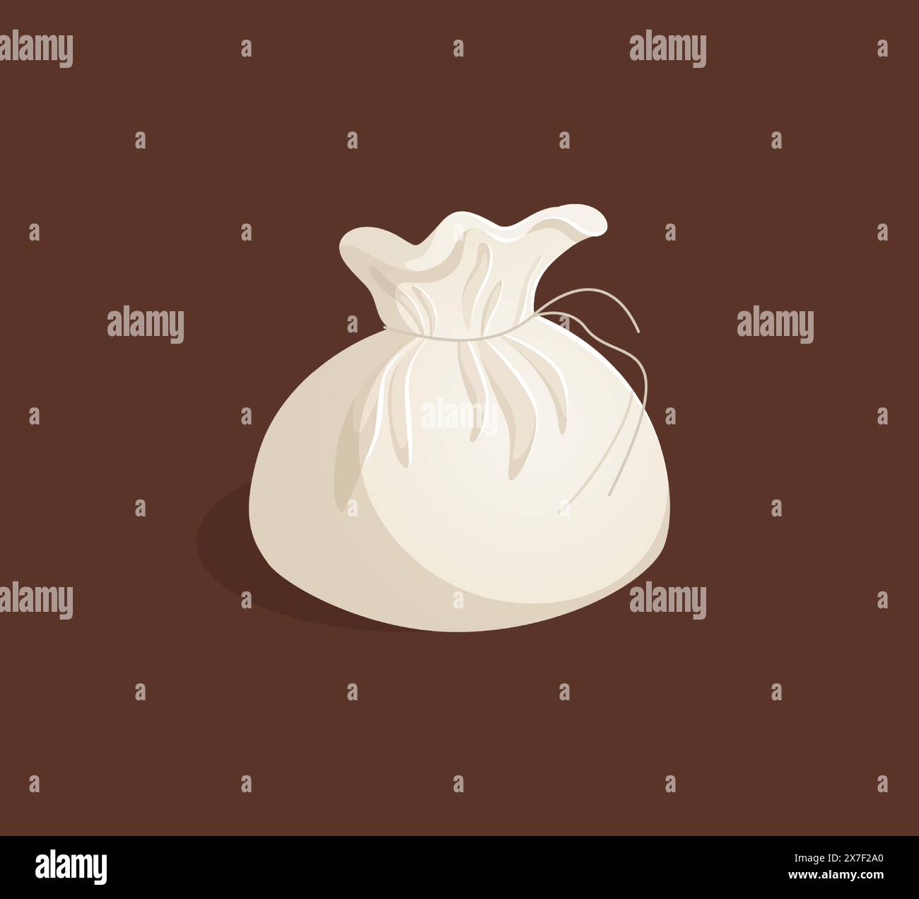 Burrata. Illustrazione vettoriale. Formaggio con mozzarella e panna in una borsa in uno stile realistico. Ideale per poster e banner, menu di caffetterie e. Illustrazione Vettoriale