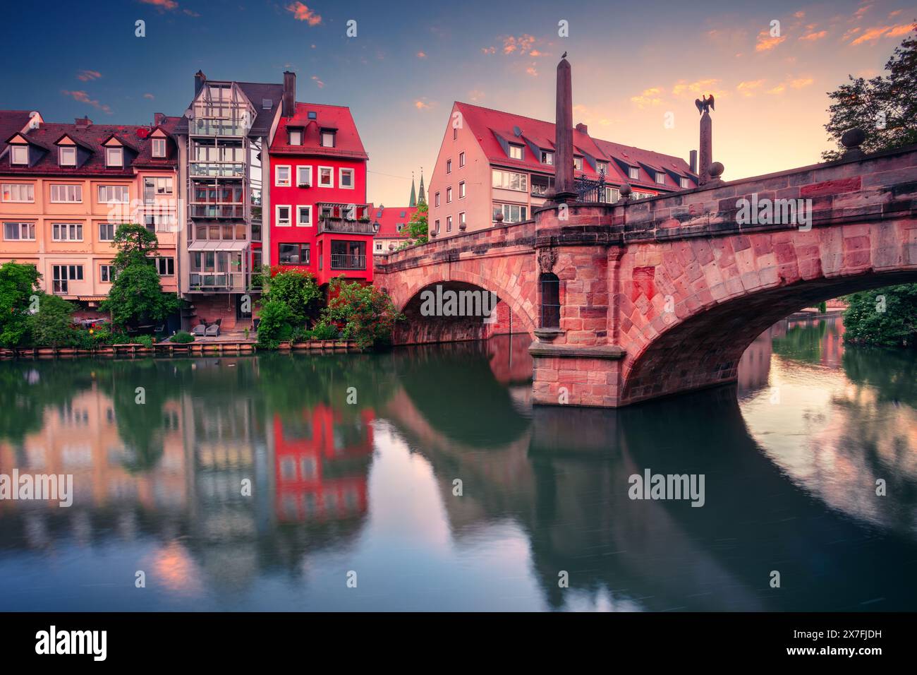 Norimberga, Germania. Immagine della città vecchia di Norimberga, Germania all'alba della primavera. Foto Stock