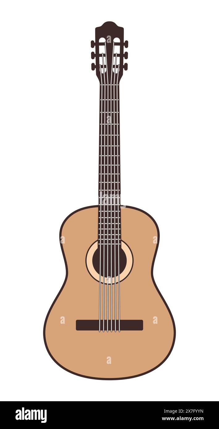 Chitarra acustica, illustrazione vettoriale di un classico strumento musicale a corde Illustrazione Vettoriale