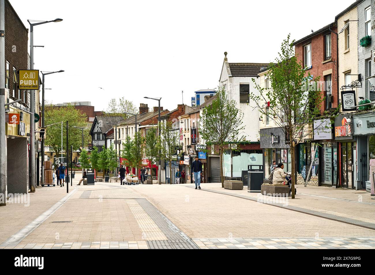 Friargate pedonale nel centro di Preston Foto Stock