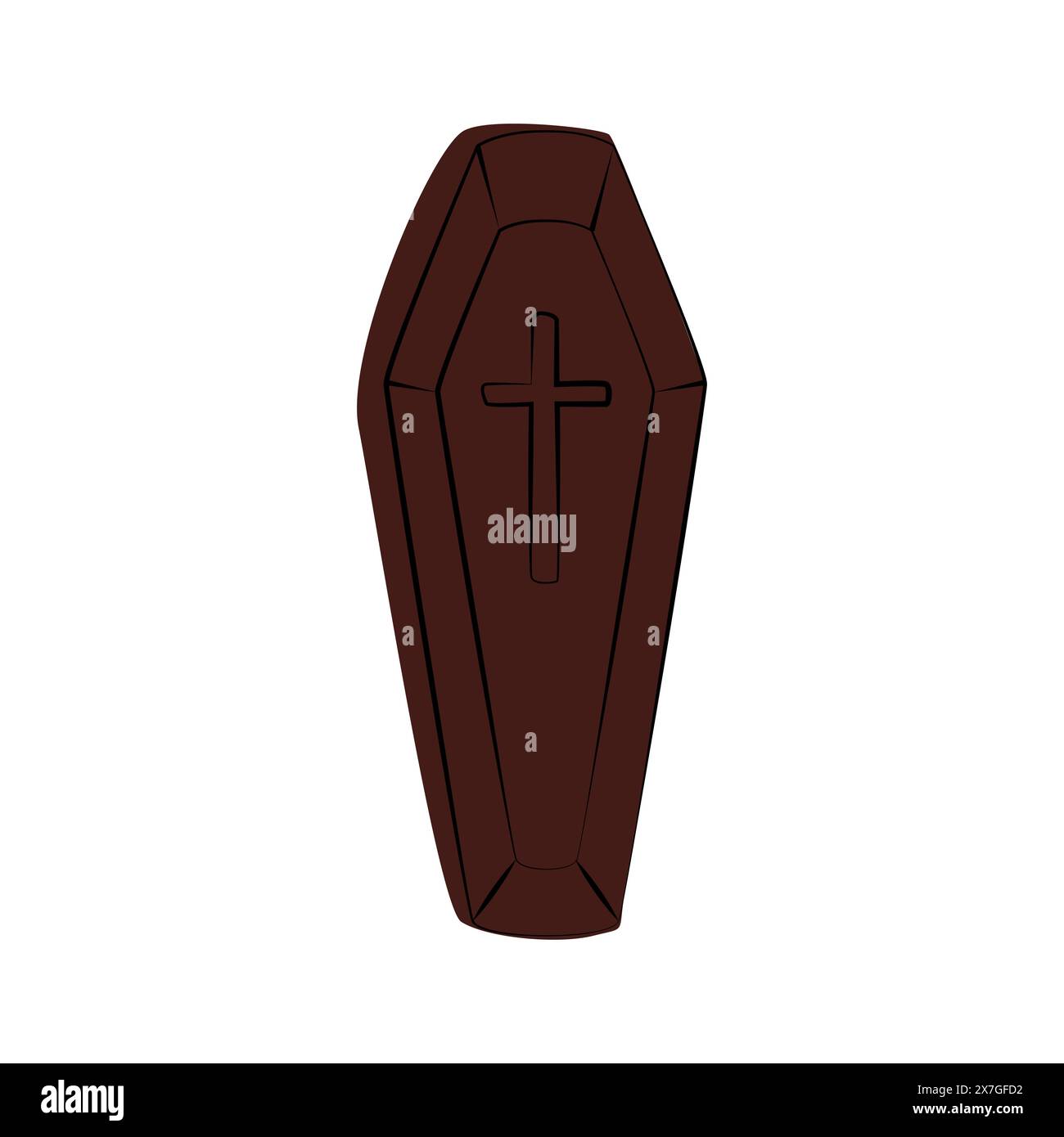 Icona piatta bara. Simbolo della morte in linea. Concetto di Halloween Illustrazione Vettoriale