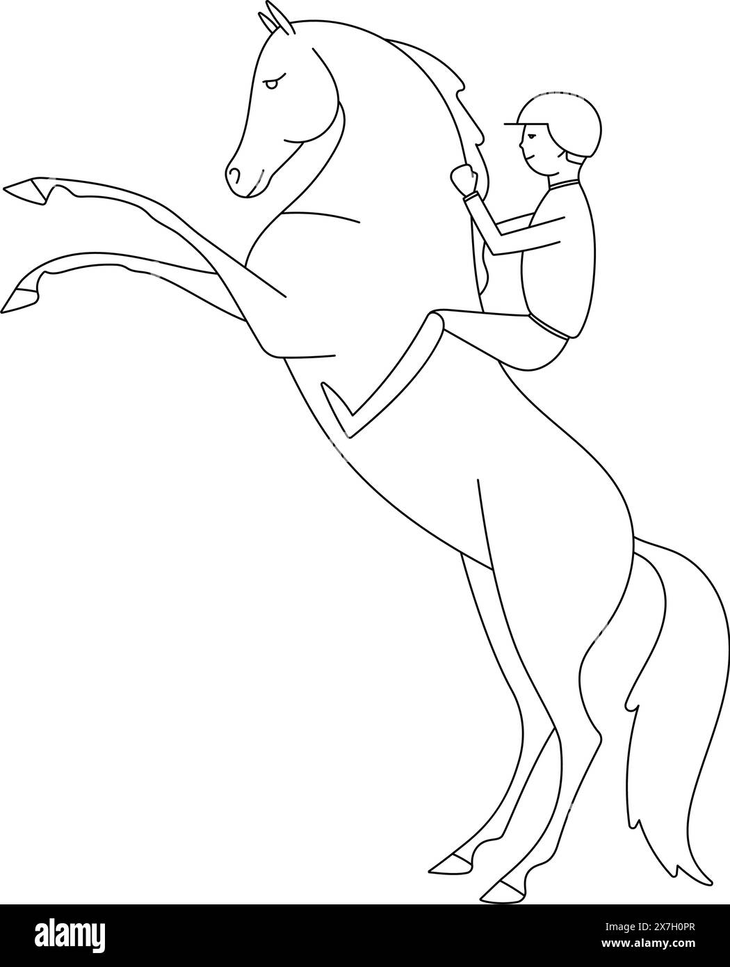 Giovane cavaliere su un cavallo. Illustrazione Vettoriale