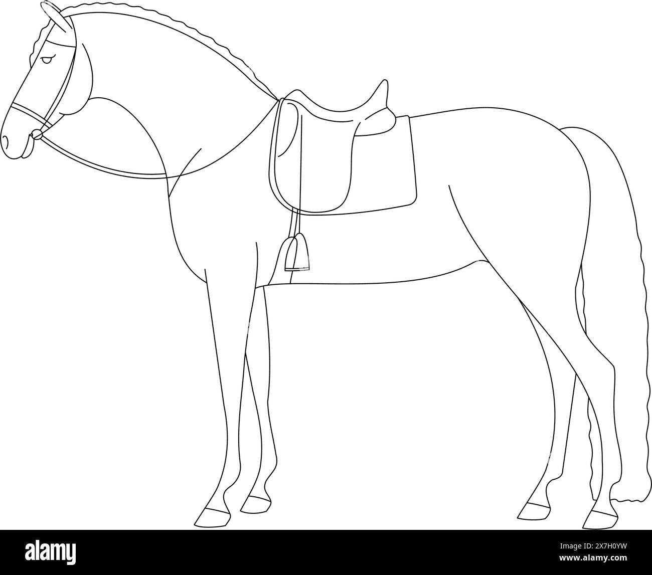 Bellissimo cavallo sellato per l'allenamento Illustrazione Vettoriale