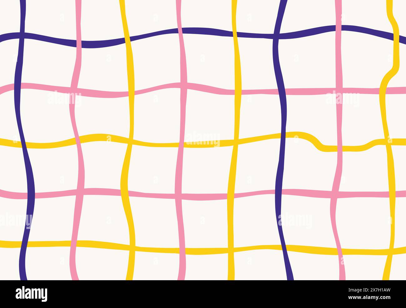 Linee e griglia disegnate a mano. Forma organica con finitura a secco in un colore alla moda. composizione artistica dipinta a mano in stile minimalista astratto e creativo Illustrazione Vettoriale