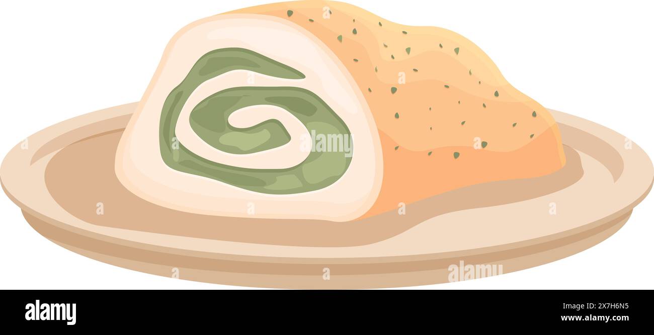 Illustrazione vettoriale dal design piatto di un pane pita ripieno con ripieno su un piatto beige Illustrazione Vettoriale